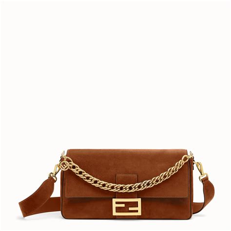 brown suede fendi baguette|fendi baguette black leather.